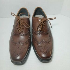 Hush Puppies Bounce Mens Brown Leather Wingtip Oxfords Dress Shoes Size 7 READ
